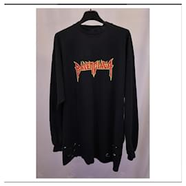 Balenciaga-Camiseta Balenciaga Preta Rock and Roll-Preto