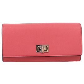 Fendi Peekaboo Wallet Leather Long Pink