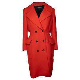 Tom Ford, double breasted peacoat in red Red