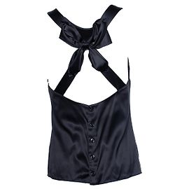 Chanel, black silk top with bow on the back Black