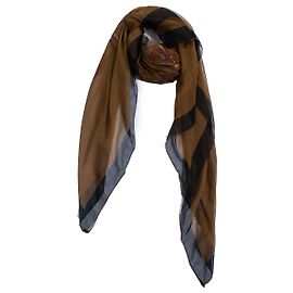 Hermès, lenço de seda Rocaille com estampa de concha Marrom