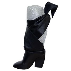 Botas de couro Dior pretas com atacadores Preto