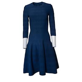 Alaïa Alaia, blue flared dress with pattern Blue