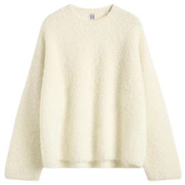 Totême toteme Boxy Bouclé-Strick Milch Weiß