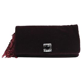 Lanvin Pochette en satin violet ornée de cristaux Violet