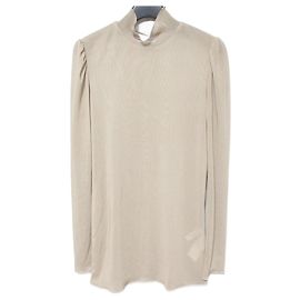 Autre Marque AMERI Haut à col montant en tissu transparent Beige