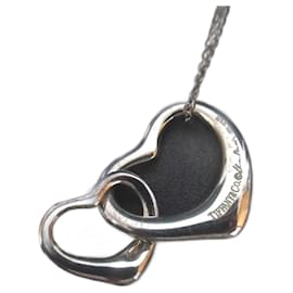 Tiffany & Co-Colar Tiffany&Co Elsa Peretti Coração Duplo Aberto em Prata 925-Prata