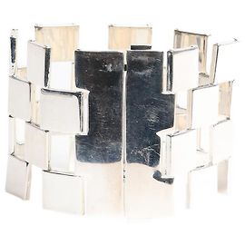 Jil Sander Silver metal checkered bracelet Silvery