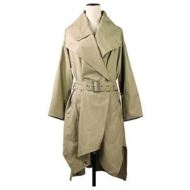 Abrigo Trench de Gabardina de Algodón ISSEY MIYAKE Verde Caqui