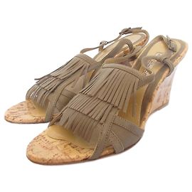 Autre Marque Sandales en cuir à franges PELLICO Vert Kaki