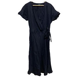 Vestido de lino Lauren Ralph Lauren Azul Azul marino
