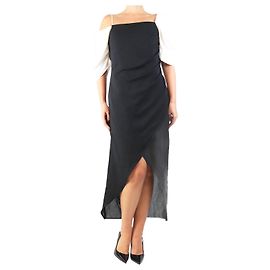 Rejina Pyo Schwarz-weißer asymmetrischer Midikleid - Größe UK 14 Schwarz