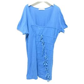 Stella Mc Cartney Vestido de algodão com decote em U e mangas curtas Stella McCartney Azul