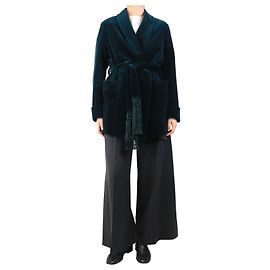 Loro Piana Grüner Samt Blazer mit Gürtel Grün