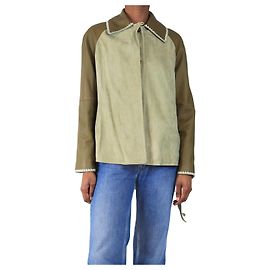 Loewe Grüne Wildleder- und Lederjacke - Größe UK 6 Grün