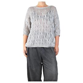 Autre Marque Grau glitzernder Kabelstrick-Cardigan - Größe UK 12 Grau