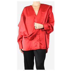 Attico Rote drapierte Satinbluse - Größe UK 8 Rot