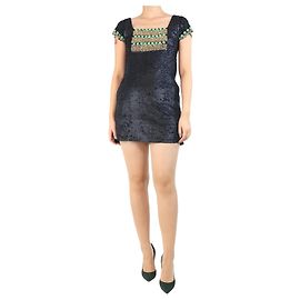 Emilio Pucci Schwarzes Pailletten-Minikleid - Größe UK 10 Schwarz
