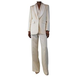 Sandro Conjunto de blazer e calças creme - tamanho UK 8 Cru