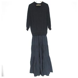 Autre Marque 16G Stricktaftkleid Drawer Schwarz