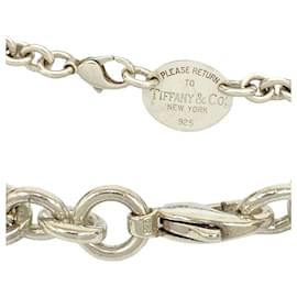 Tiffany & Co-Colar de corrente em prata esterlina com tag oval de retorno Tiffany-Prata
