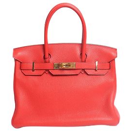Hermès Bolsa Birkin 30 vermelha em couro Clémence Vermelho