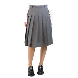 Prada Falda midi plisada de lana gris - talla UK 10 Gris