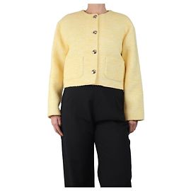 Maje Yellow cropped wool-blend jacket - size UK 10 Yellow