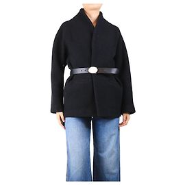 Ba&Sh Schwarze Wolljacke mit Gürtel - Größe UK 10 Schwarz