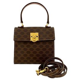 Céline Bolsa mini 2 em 1 de couro com logo Macadam da CELINE Marrom