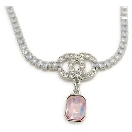Colar de tênis com pingente Coco Mark em cristal rosa da CHANEL Outro
