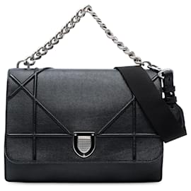 Dior-Dior Black Large Grained Calfskin Diorama Flap-Black