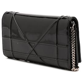 Dior-Dior Black Patent Diorama Croisiere Wallet On Chain-Black