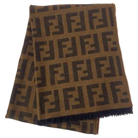 FENDI Sciarpa in Lana Marrone Zucca per Donne Marrone