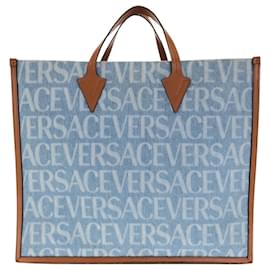 Versace Denim Tote Bag Braun Blau