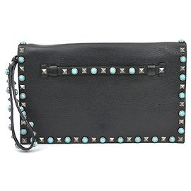 Valentino Garavani Black Leather Clutch Bag Black