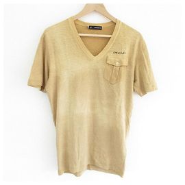 Autre Marque Camiseta V-neck com logo bordado DSQUARED2 Bege
