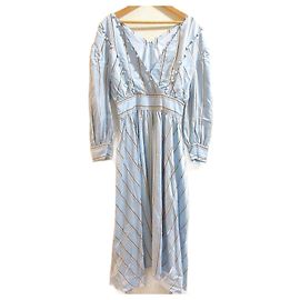Autre Marque Christian Dada Silk Blend Dress Black White Red Light blue