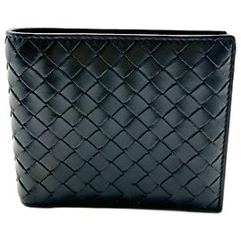 Bottega Veneta Men's Navy Bifold Wallet Navy blue