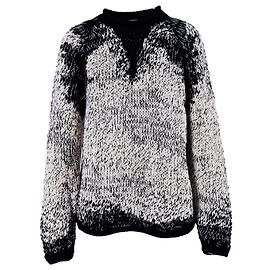 Pull en tricot noir et blanc à sequins Brunello Cucinelli Marron