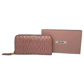 Portefeuille en cuir Miu Miu vintage rose Rose