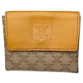 Céline Vintage Celine Paris Leather Purse beige Yellow Beige
