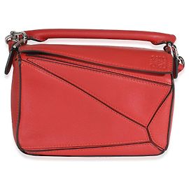 Bolsa Mini Puzzle em Couro de Bezerro Scarlet Loewe Vermelho