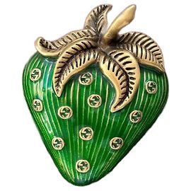 Broche Gucci em metal dourado e esmalte verde Verde