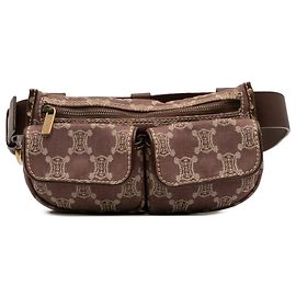 Céline Celine Braune Macadam Denim Gürteltasche mit doppelter Tasche Braun