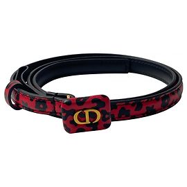Cinturón de estampado de leopardo para mujer Christian Dior Negro Rosa