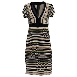 Abito a righe in cotone multicolore M Missoni con scollo a V Multicolore