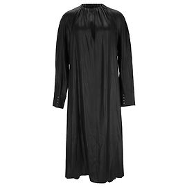 Acne Studios Gathered Satin Midi Dress in Black Triacetate Black