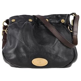 Borsa a tracolla Mitzy Media Mulberry in pelle di vitello nera Nero
