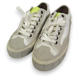 Chloé Baskets basses en cuir suédé Chloe CLINT Blanc Beige Jaune